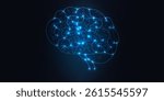 Human brain . Low poly abstract digital human brain.  IQ testing, artificial intelligence virtual emulation science technology concept. Brainstorm think idea. eps 10
