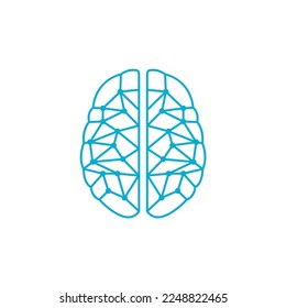human brain low poly geometric smart technology  line art logo design vector