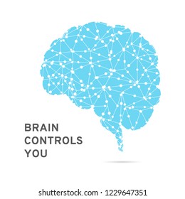 Human brain in low poly style, concept illustration on paper texture background. White background concept. Vector illustration