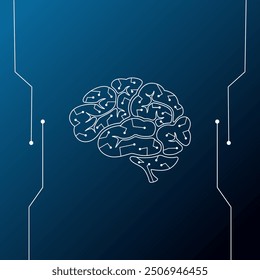 Human brain made from circuits, technological brain vector, electrical brain artificial intelligence illustration