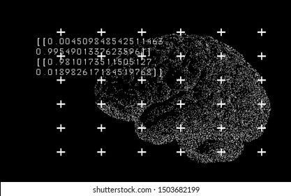 Human brain made of particles. Abstract futuristic vector background for AI (artificial intelligence), Neural network, Deep Learning concept.