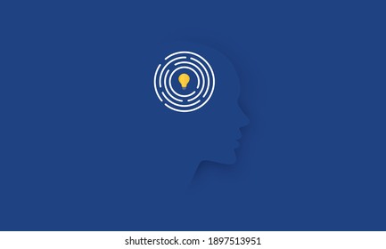 Human brain maze with lightbulb, Creative thinking, Concept inspiration business