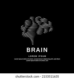 Estructura médica del cerebro humano. arte de línea simple Logo Vector silueta cerebral sobre fondo oscuro. Pensar idea cerebro Logotipo icono plantilla vectorial adecuada para organización, empresa o comunidad 