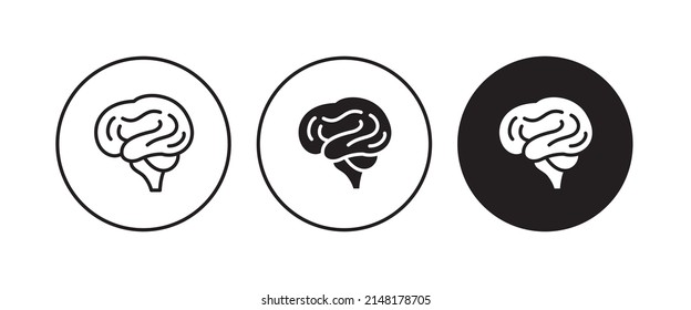 Human brain medical vector icon logo, sign, editable stroke illustration isolated on white background