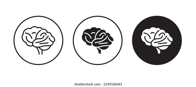 Human brain medical vector icon logo, sign, editable stroke illustration isolated on white background