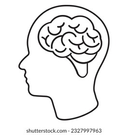 Human brain medical vector icon on white background. Human brain symbol. black and white Icon brain.