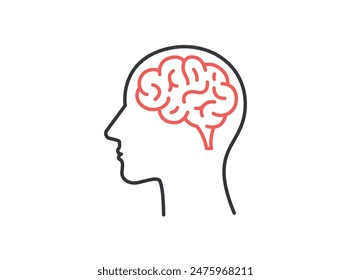 Ilustración del icono del Vector médico del cerebro humano aislado sobre fondo blanco