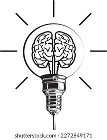 Icono de ilustración de vector médico del cerebro humano aislado en fondo blanco.símbolo de creatividad, idea