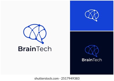 Cerebro humano Inteligencia mental Conexión de red Tecnología digital Vector Diseño de logotipos Ilustración