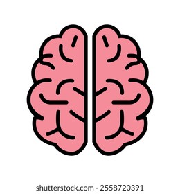 Human brain minimal icon. Thinking, mind refresh, brain health, creative vector.