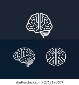 Diseño minimalista del logotipo del cerebro humano