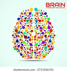 Cerebro humano de estructura molecular, idea para su diseño, Ilustración vectorial
