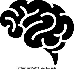 Icono del vector monocromo del cerebro humano