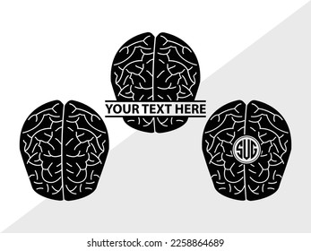 Human Brain Monogram Vector Illustration Silhouette