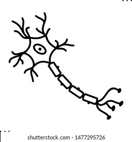 Human Brain Nerve Cell Icon In Outline Style