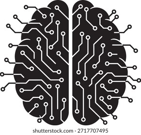 Menschliches Gehirn Neuronales Netzwerk Silhouette Symbol Linie Kunst Vektor Künstliche Intelligenz Neurowissenschaft Kognitive Wissenschaft Datenverbindungen Technologie Logo Symbol Zeichen Konzept Illustration