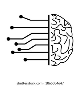 human brain. neural networks. vector illustration. brain with chip