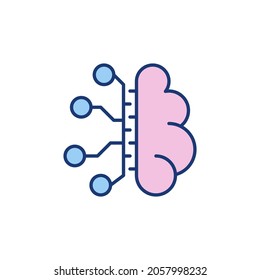 Cerebro humano con Neuron Conexiones concepto vector icono o logotipo coloreado