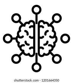 Human Brain With Nodes Is Icon For Brainstorming