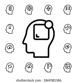 Human, brain, notice flat vector icon in mind process pack