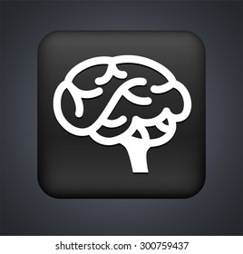 Human Brain on Black Square Button