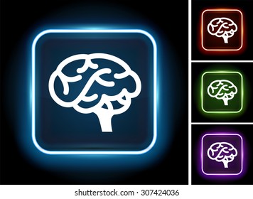 Human Brain on Glow Square Button