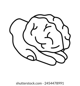 Human brain on hand, concept isometric icon of artificial intelligence brain