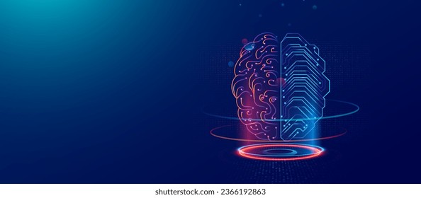 El cerebro humano sobre el trasfondo tecnológico. Cerebro digital. Inteligencia artificial. Ilustración del vector