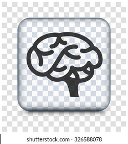 Human Brain on Transparent Square Button