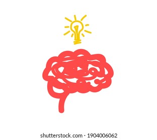 Human brain on a white background. Idea. Vector illustration.