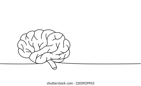 El cerebro humano en una línea de dibujo continuo. Ilustración continua de una línea de órgano humano. Ilustración lineal minimalista del vector.