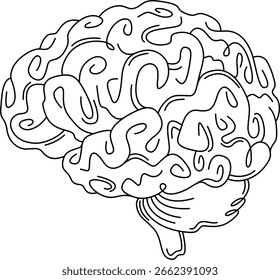 Cérebro humano. Abra brain.Line arte ícone isolado symbol.Drawing ilustração vetor. 