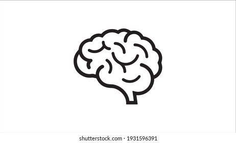 Human brain organ design, Human brain vector, brain symbol isolated on white background, Side view. Central nervous system, Brains Icon, Human brain icon, simple design, black outline design on white