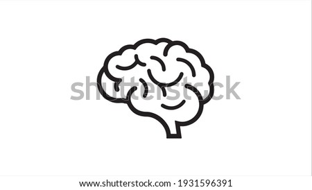 Human brain organ design, Human brain vector, brain symbol isolated on white background, Side view. Central nervous system, Brains Icon, Human brain icon, simple design, black outline design on white