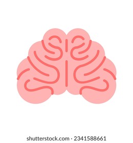 Icono de órgano del cerebro humano diseño de ilustración vectorial, diseño de iconos planos de la mente, vista frontal