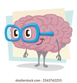 Human brain organ mascot, smart and healthy. Ideal for training and educational materials