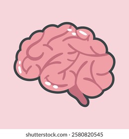 human brain in outline flat vector design.