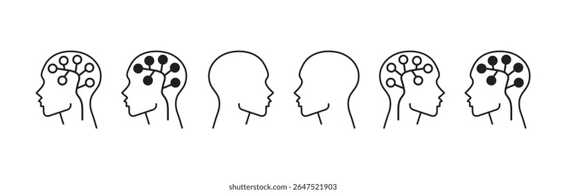 Human Brain Outline Icon Editable Stroke vector