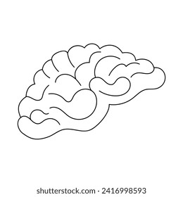 Human brain outline icon on white background