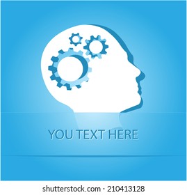 Human brain. Paper sticker as bookmark. Vector illustration. Eps10.
