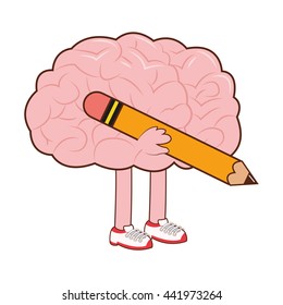 human brain with pencil icon