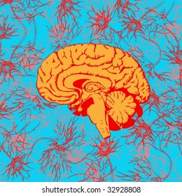 Human brain penetrated by neural communications