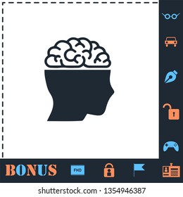 Human brain. Perfect icon with bonus simple icons