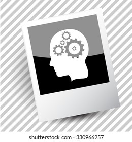 human brain. Photoframe. Vector icon.
