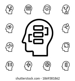Human, brain, planning flat vector icon in mind process pack