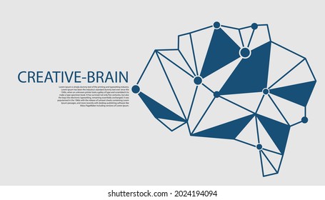 Human brain polygon, think creative idea, symbol intelligence concept. vector illustration icon. futuristic information.