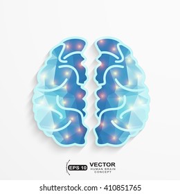 Human Brain polygonal shape with lights spot activity