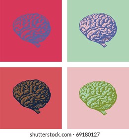 human brain in pop-art style illustration