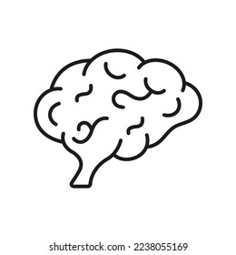 Icono de línea de vista de perfil de cerebro humano en perfil. Conocimiento, Memoria, Mente, Icono de contorno de Inteligencia Lógica. Anatomía del cerebro humano. Neurología, Pictograma de Psicología. Stroke editable. Ilustración de vectores aislados.
