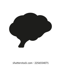 Menschliches Gehirn in Profilansicht Silhouette Schwarzes Symbol. Anatomie des menschlichen Gehirns. Symbol für Wissen, Erinnerung, Geist, Logik-Intelligenz Neurologie, Psychologie-Piktogramm. Einzelne Vektorgrafik.